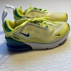 Nike Kids Air Max 270 Sneakers in Yellow with Blue